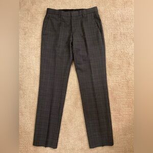 🌟❤️ BOSS Hugo Boss Gray 100% Virgin Wool Plaid Gray Pants Sz 28 Classic